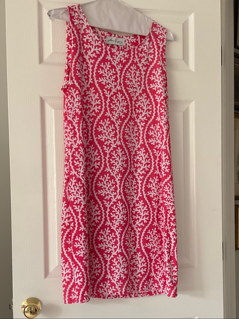 Bright Pink Coral-Pattern Sleeveless Midi Dress
